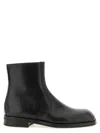 Lemaire Square-toe Leather Ankle Boot In Black