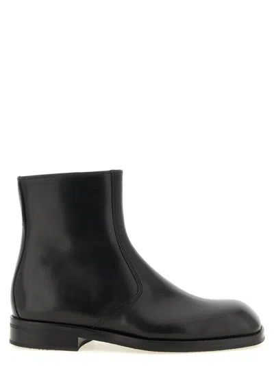 Lemaire Square-toe Leather Ankle Boot In Black