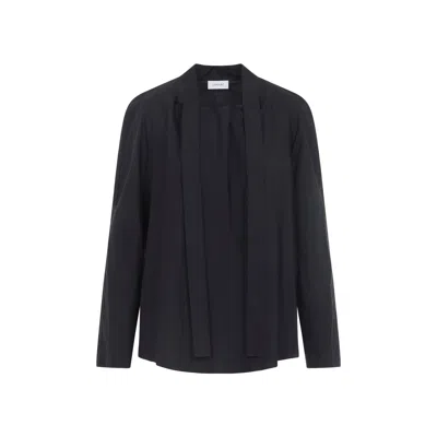 Lemaire Squid Ink Ascot Blouse In Blue