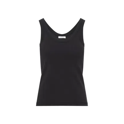 Lemaire Squid Ink Blue Cotton Ribbed Tank Top In Black