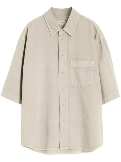 Lemaire Short Sleeves Denim Shirt In Beige