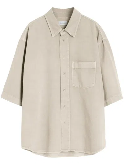 Lemaire Short Sleeves Denim Shirt In Beige
