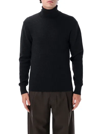 Lemaire Wool Turtleneck Fine-knit Sweater In Black
