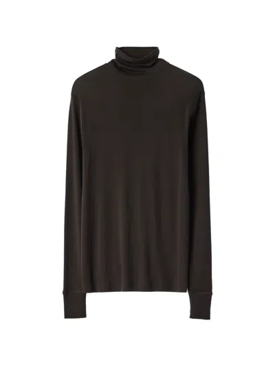 Lemaire Stand-collar Top In Wool And Silk Jersey In Black