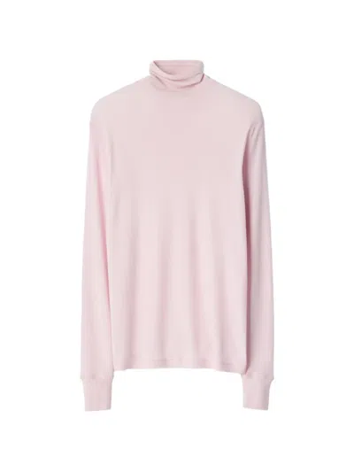 Lemaire Stand-collar Top In Wool And Silk Jersey In Pink