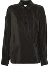Lemaire Dry Silk Straight Collar Shirt In Brown