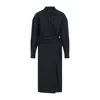 Lemaire Black Straight Collar Twisted Midi Dress In Black