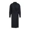 Lemaire Black Straight Collar Twisted Midi Dress In Black