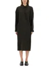 Lemaire Purple Straight Collar Twisted Midi Dress In Brown