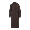 Lemaire Straight Collar Twisted Midi Dress In Brown
