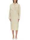 Lemaire Twisted Cotton Poplin Midi Shirt Dress In Ivory