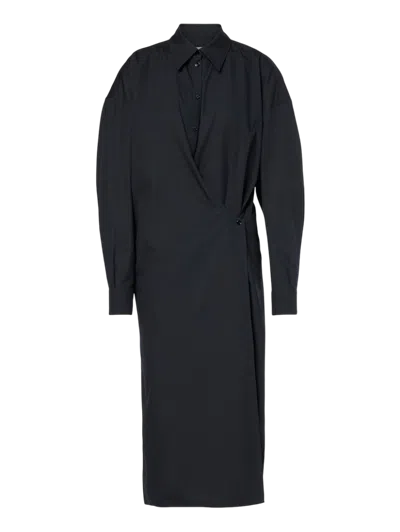 Lemaire Straight Collar Twisted Dress Jet Black