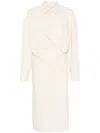 Lemaire Twisted Cotton Poplin Midi Shirt Dress In Neutrals