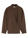 Lemaire Straight Collar Twisted Shirt In Brown