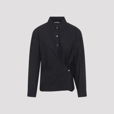 Lemaire Straight Collar Twisted Shirt 36 In Black