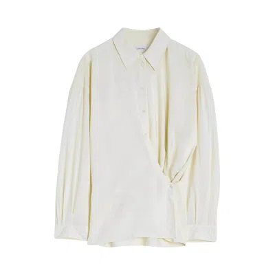 Pre-owned Lemaire Straight Collar Twisted Shirt 'almond Milk' | Tan | Women's Size 36