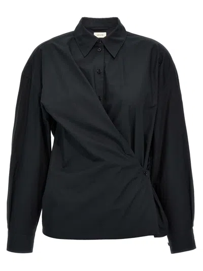 Lemaire Straight Collar Twisted Shirt And Blouse Black