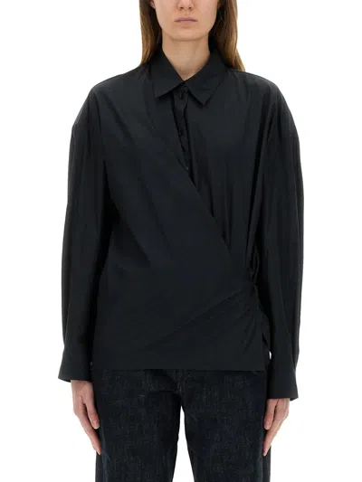 Lemaire "straight Collar Twisted" Shirt In Black