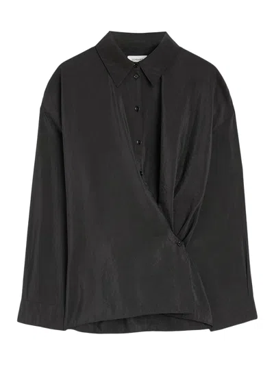 Lemaire Straight Collar Twisted Shirt In Animal Print