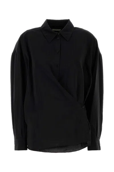Lemaire Straight Collar Twisted Shirt In Black