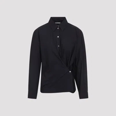 Lemaire Straight Collar Twisted Shirt In Black