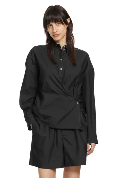 Lemaire Straight Collar Twisted Shirt In Black