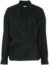 Lemaire Black Straight-collar Twisted Shirt In Black