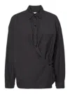 Lemaire Navy Straight Collar Twisted Shirt In Blue