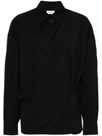 Lemaire Straight-collar Twisted Shirt In Blue