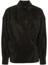 Lemaire Dry Silk Straight Collar Shirt In Brown