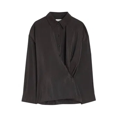 Pre-owned Lemaire Straight Collar Twisted Shirt 'dark Espresso' | Grey | Women's Size 38