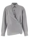 Lemaire Straight Collar Twisted Shirt In Gray
