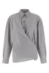 Lemaire Straight Collar Twisted Shirt In Gray
