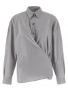 Lemaire Straight Collar Twisted Shirt In Gray