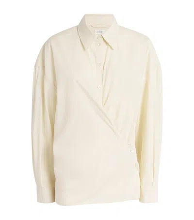 Lemaire Dry Silk Straight Collar Shirt In Light Beige