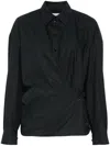 Lemaire Straight Collar Twisted Shirt And Blouse Black In Jet Black