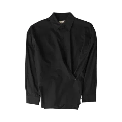 Pre-owned Lemaire Straight Collar Twisted Shirt 'jet Black' | Women's Size 38