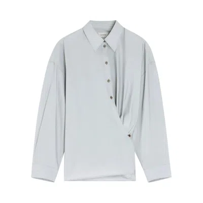 Pre-owned Lemaire Straight Collar Twisted Shirt 'mist' | Grey | Women's Size 34 In Gray