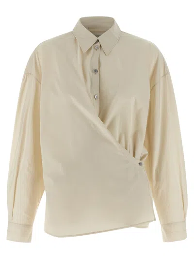 Lemaire Straight Collar Twisted Shirt In Neutral