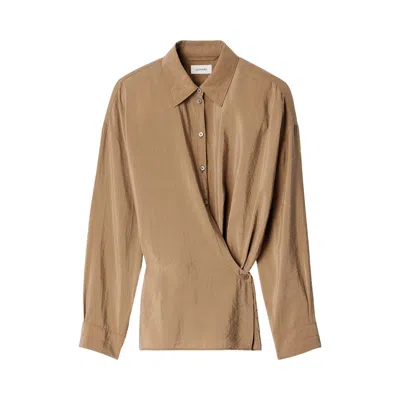 Pre-owned Lemaire Straight Collar Twisted Shirt 'toffee' | Brown | Women's Size 38