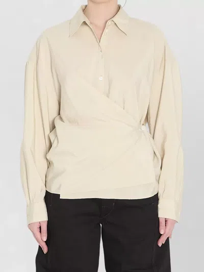 Lemaire Straight Collar Twisted Shirt In Neutral