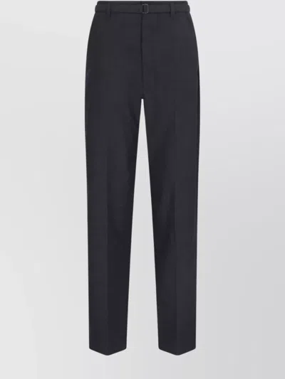 Lemaire Straight Cut Trousers With Belt Loops And Pockets In Blue