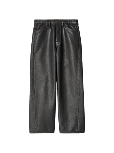 Lemaire Straight Five-pocket Pants In Coated Denim In Black