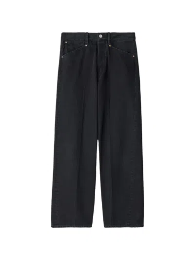 Lemaire Straight Five-pocket Pants In Washed Selvedge Denim In Black
