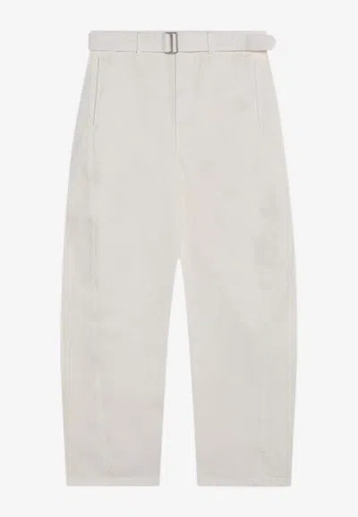 Lemaire Straight-leg Belted Pants In White