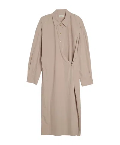 Lemaire Straight Neck Twisted Dress In Nude