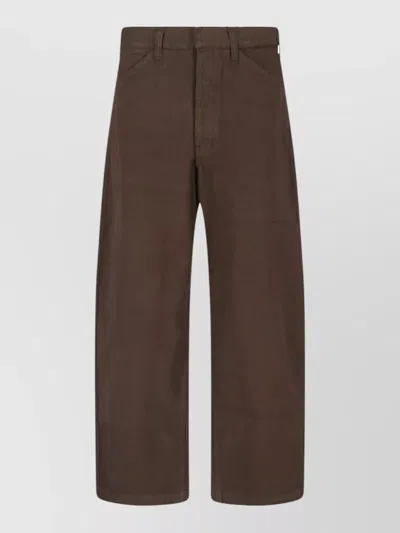 Lemaire Straight Pants Belt Loops Side Pockets In Brown