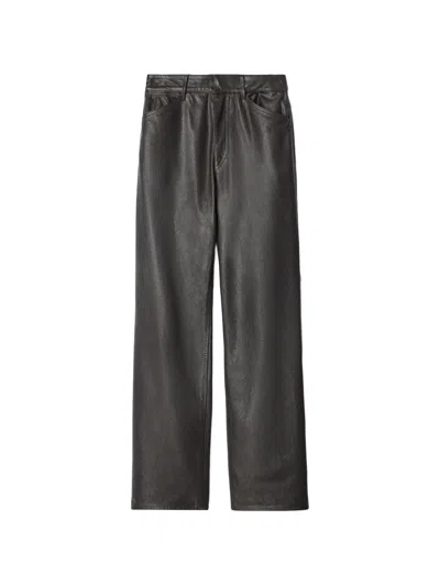 Lemaire Straight Pants In Glossy Leather In Black