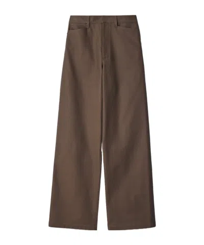 Lemaire Straight Pants In Heavy Cotton Twill In Brown