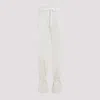 Lemaire Chalk White Cotton Straight Pants With Strings In Beige